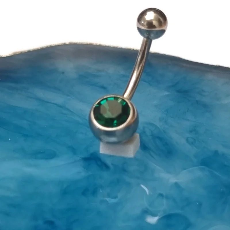Groene Zirkonia Navelpiercing RVS - Unisex