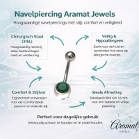 Groene Zirkonia Navelpiercing RVS - Unisex