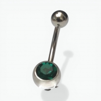 Groene Zirkonia Navelpiercing RVS - Unisex