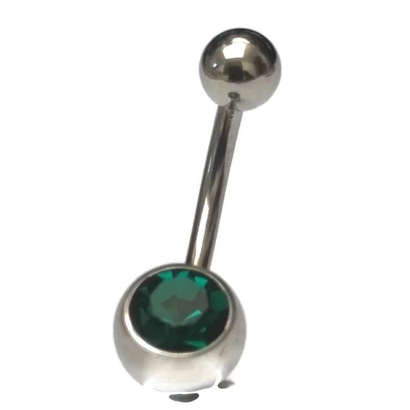 Groene Zirkonia Navelpiercing RVS - Unisex