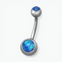 Stalen navelpiercing opaal blauw - Unisex