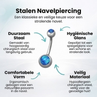 Stalen navelpiercing opaal blauw - Unisex