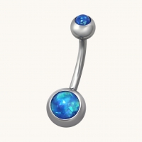 Stalen navelpiercing opaal blauw - Unisex