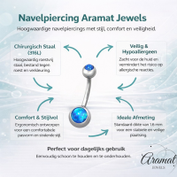 Stalen navelpiercing opaal blauw - Unisex