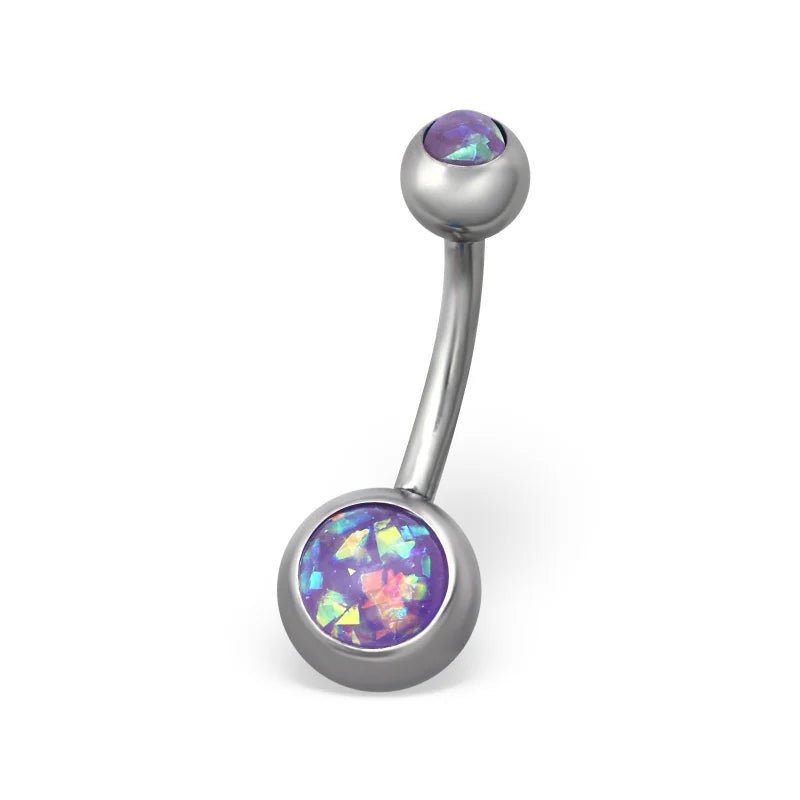 Paarse Opaal Stalen Navelpiercing - Unisex