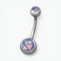 Paarse Opaal Stalen Navelpiercing - Unisex