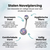Paarse Opaal Stalen Navelpiercing - Unisex