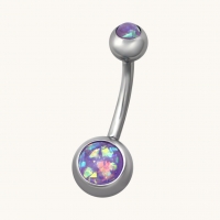 Paarse Opaal Stalen Navelpiercing - Unisex