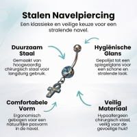 Stalen Navelpiercing Egyptisch Kruisje - Unisex