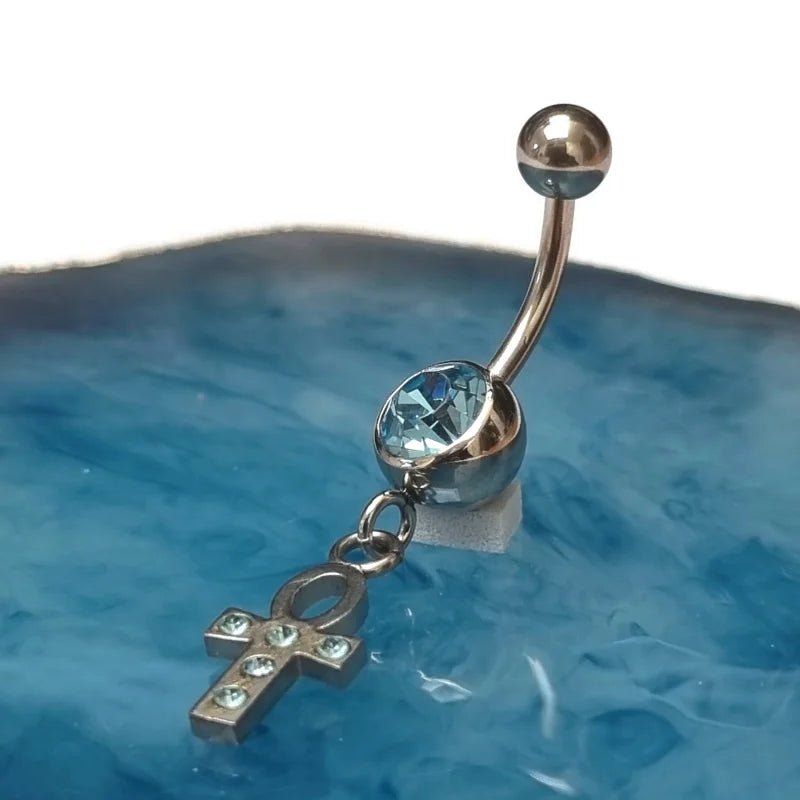 Stalen Navelpiercing Egyptisch Kruisje - Unisex