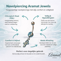 Stalen Navelpiercing Egyptisch Kruisje - Unisex