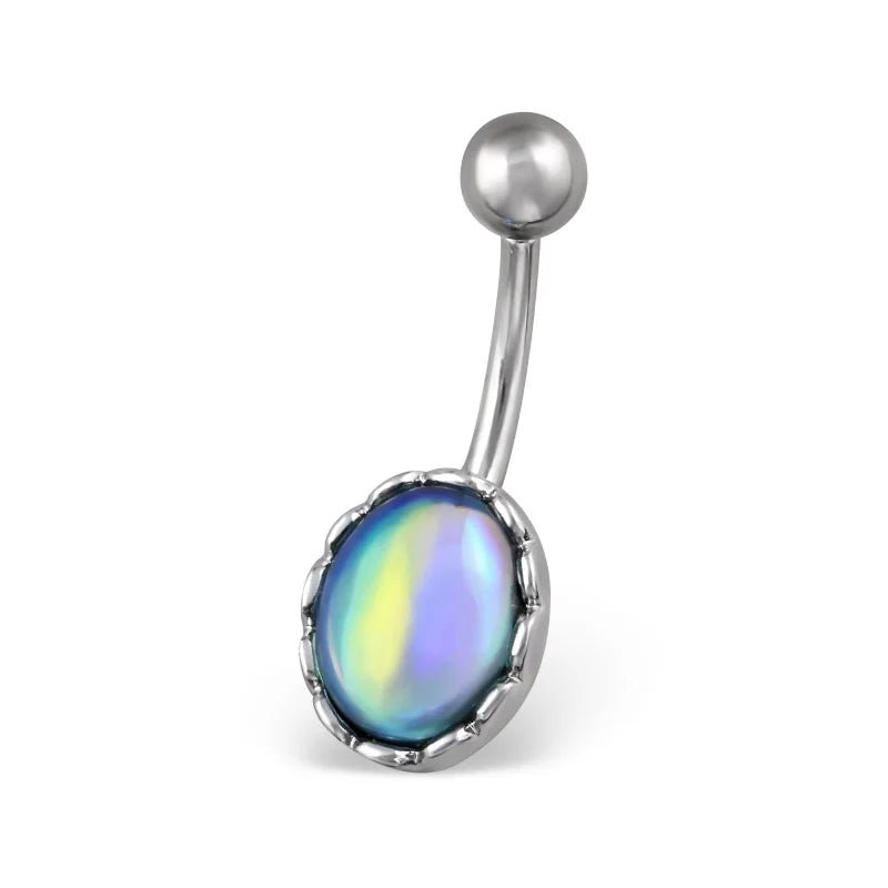 Ovaal Multikleur Stalen Navelpiercing - Unisex