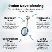 Ovaal Multikleur Stalen Navelpiercing - Unisex