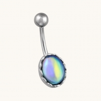 Ovaal Multikleur Stalen Navelpiercing - Unisex