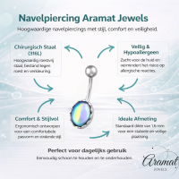 Ovaal Multikleur Stalen Navelpiercing - Unisex