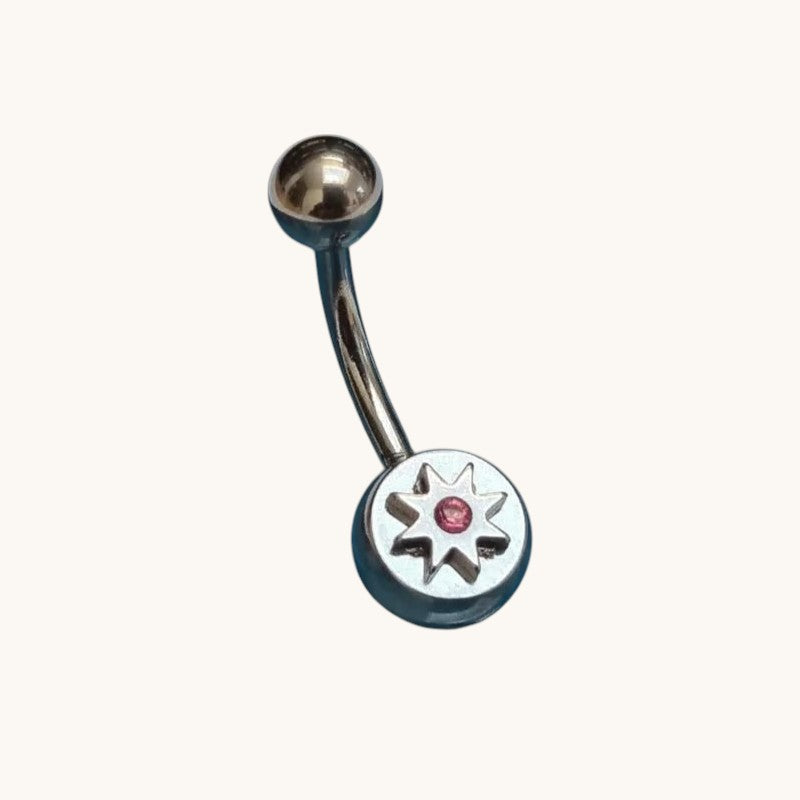 Roze Ster Zirkonia Stalen Navelpiercing - Unisex