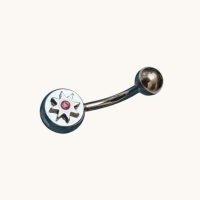 Roze Ster Zirkonia Stalen Navelpiercing - Unisex