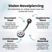 Roze Ster Zirkonia Stalen Navelpiercing - Unisex