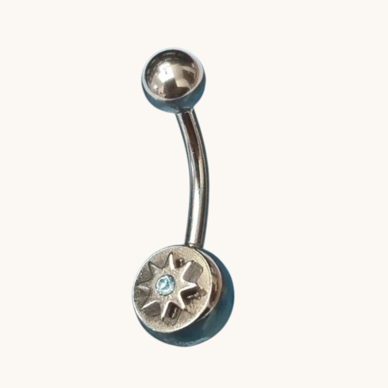 Ster Stalen Navelpiercing met Blauwe Zirkonia - Unisex