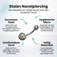 Ster Stalen Navelpiercing met Blauwe Zirkonia - Unisex