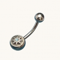 Ster Stalen Navelpiercing met Blauwe Zirkonia - Unisex