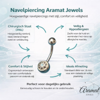 Ster Stalen Navelpiercing met Blauwe Zirkonia - Unisex