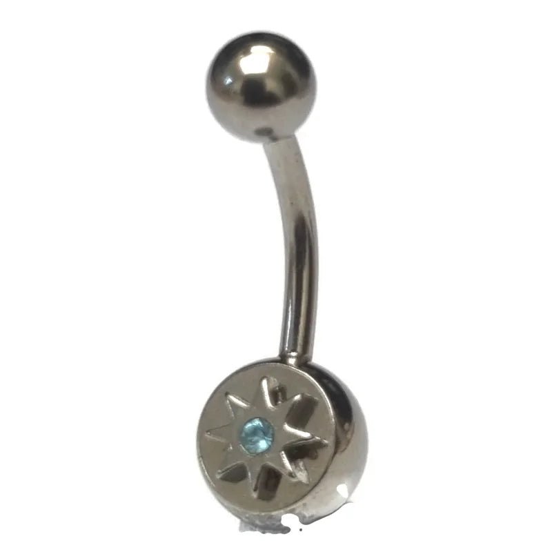 Ster Stalen Navelpiercing met Blauwe Zirkonia - Unisex