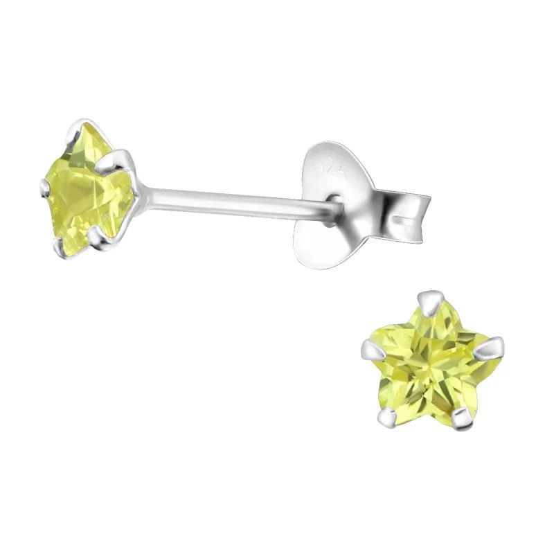 925 Zilveren Bloem Oorbellen met Zirkonia  - Bloemetjes Oorstekers - 5mm / Licht Groen -