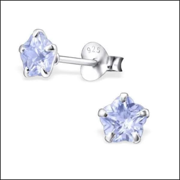 925 Zilveren Bloem Oorbellen met Zirkonia  - Bloemetjes Oorstekers - 5mm / Lila -