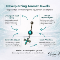 Stalen Navelpiercing Kruisje met Zirkonia - Unisex