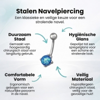 Zilverkleurige Blauwe Opaal Navelpiercing - Unisex