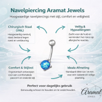 Zilverkleurige Blauwe Opaal Navelpiercing - Unisex