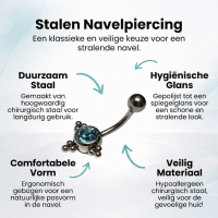 Stalen Navelpiercing Eline Aqua Blauw - Unisex