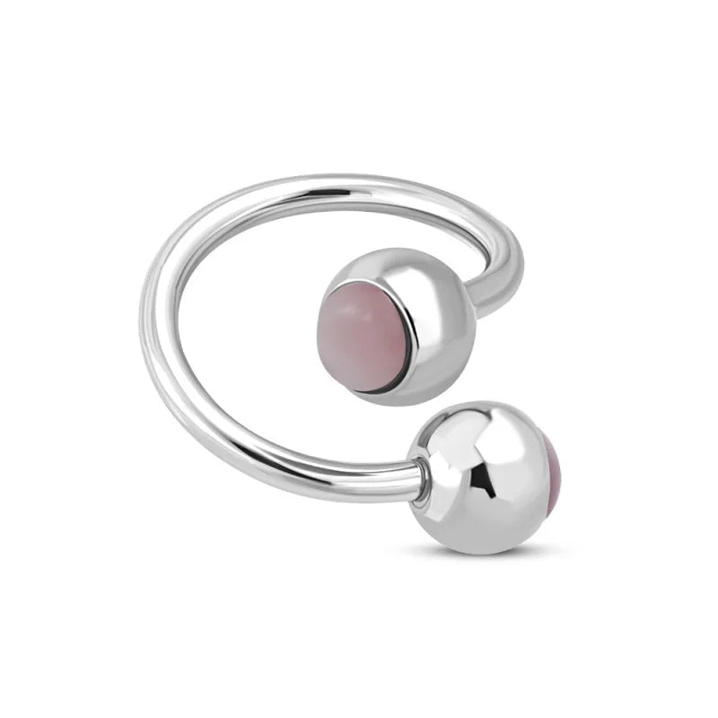 Roze Cat Eye Stalen Spiraal navelPiercing - Unisex