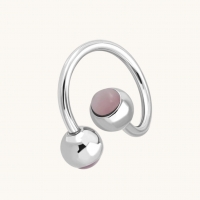 Roze Cat Eye Stalen Spiraal navelPiercing - Unisex