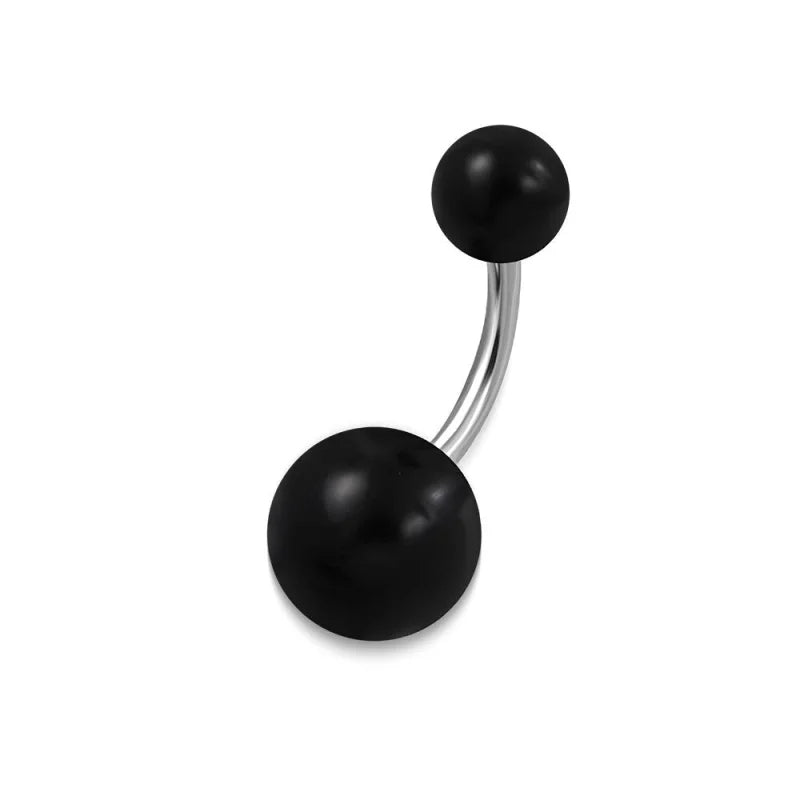 Zwarte Acryl Stalen Navelpiercing met Staal - Unisex