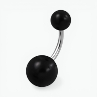 Zwarte Acryl Stalen Navelpiercing met Staal - Unisex