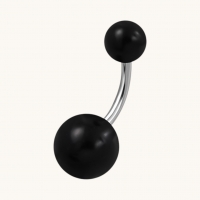 Zwarte Acryl Stalen Navelpiercing met Staal - Unisex
