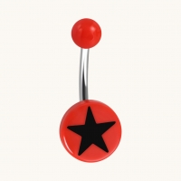 Rode Stalen Navelpiercing met Ster - 25mm - Heren