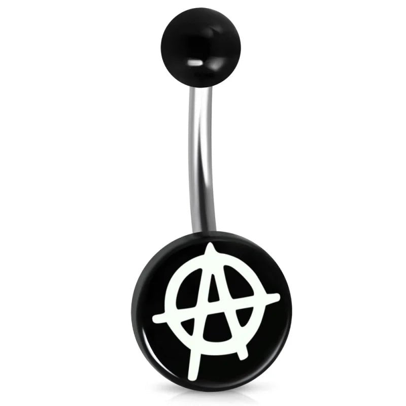 Stalen navelpiercing anarchie symbool - Unisex