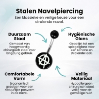 Stalen navelpiercing anarchie symbool - Unisex