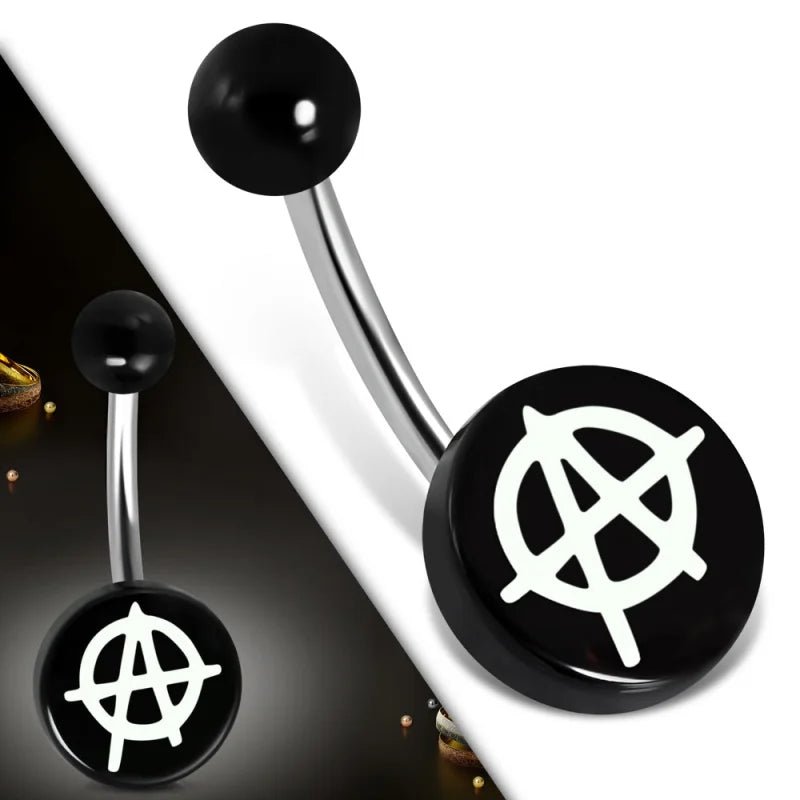 Stalen navelpiercing anarchie symbool - Unisex