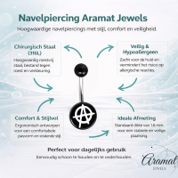 Stalen navelpiercing anarchie symbool - Unisex