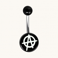 Stalen navelpiercing anarchie symbool - Unisex