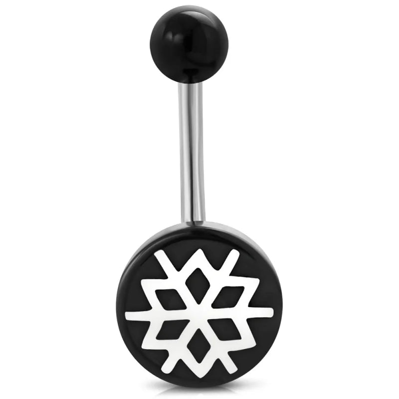 Stijlvolle Bloem Navelpiercing zwart acryl - Unisex