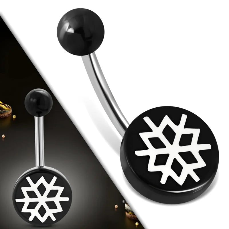 Stijlvolle Bloem Navelpiercing zwart acryl - Unisex