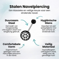 Stijlvolle Bloem Navelpiercing zwart acryl - Unisex