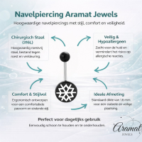 Stijlvolle Bloem Navelpiercing zwart acryl - Unisex