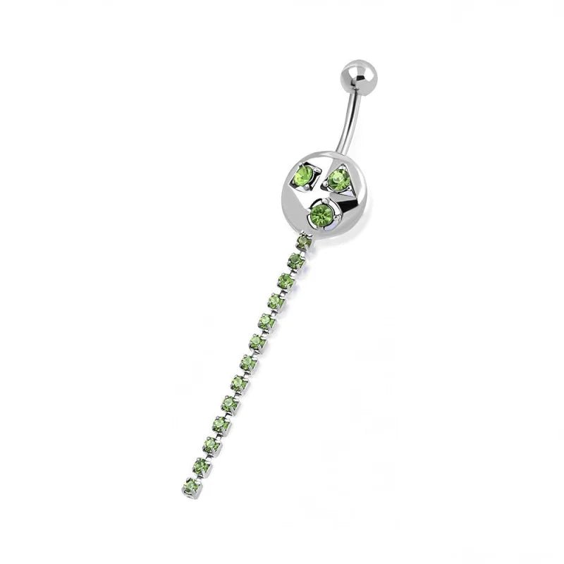Groene Strass Navelpiercing zilverkleur - Unisex
