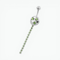 Groene Strass Navelpiercing zilverkleur - Unisex